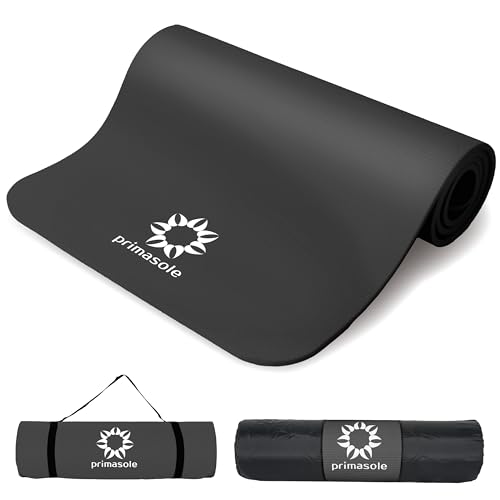 Image of Primasole Thick Yoga Mat, 1 /2-Inch Extra Thick NBR Mat with Enhanced Stability - Textured Design, Lightweight Mat with Carrying Strap & Case for Yoga, Pilates, Gym & Home Use (Multiple Colors)