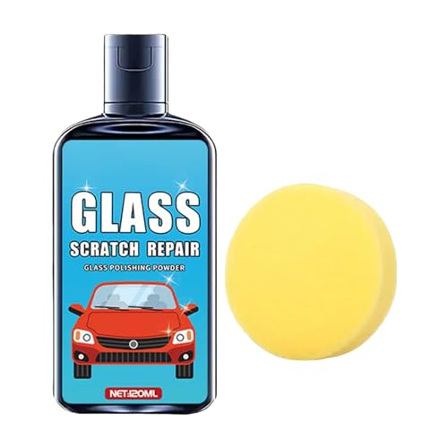 yupeuooe ガラスクラッチリムーバー - 120ml フロントガラス 研磨剤 スポンジ付き | 車両 メンテナンス液 - 自動車 キャンピングカー トラック スポーツ用途車 ガレージ 家庭用 日常通勤 旅行 カー美容用