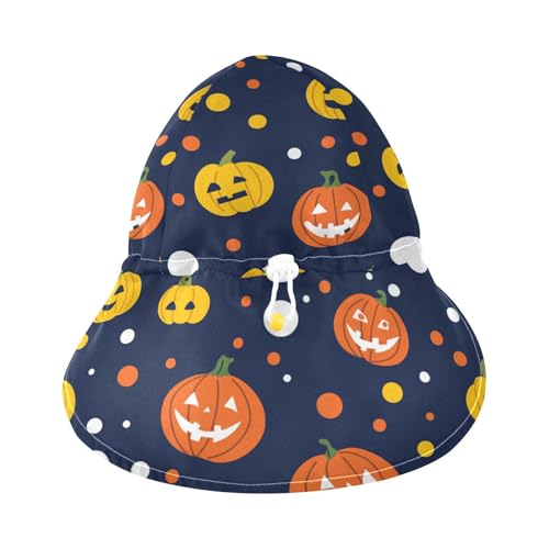 KLL Toddler Boy Girl Beach Hat Boy Beach Play Hats Baby Girls UPF 50+ Protection Neck Flap Travel Essentials Cartoon Cute Yellow Christmas Pumpkin3