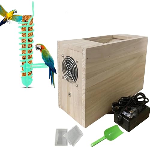 Máquina de soplado de conchas de alimentación para pájaros, ventilador de velocidad ajustable, máquina de soplado de granos de alimentación para loros con comedero para pájaros, alta velocidad y