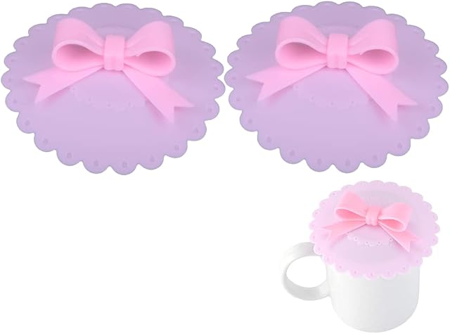 2 Pieces Silicone Cup Covers Butterfly Holder Suction Cup Lid Reusable Anti-dust Cup Lids for Coffee Beer Mug Wine Glass Home Office Bar Random Color