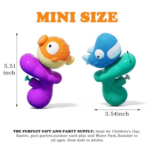 Water Guns for Kids,4 Pack Cartoon Mini Squirt Guns 6-20 Ft Lon Range Squirt Blasters Gun Water Pistols for Kids, Outdoor Swimming Pool Beach Party Small Water Gun Toy for Boys Girls Toddler - image 3
