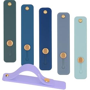 Meroqeel Phone Finger Holder Grip Handle Kickstand for iPhone Case, Mobile Phone Fin with Silicone Hand Band Strap, Silicone Cellphone Knob Loops for Back of Phone – 6 Pack Blue