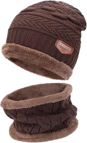 Image of Winter Knit Beanie Cap Hat With Neck Warmer Muffler And Woolen Gloves Set For Unisex Men & Women | Caps Ear Scarf And Hand Glove Combo For Girls Mens & Boys For Bike | 3 Piece