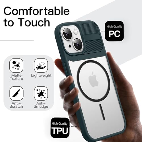 Image of KARWAN️ Magnetic Clear Back Case Cover for iPhone 14 Plus / 15 Plus (6.7-Inch-) |Acrylic Transparent Slim | Shockproof iPhone 14 Plus / 15 Plus Mobile Phone Back Cover [Clear Back] [TPU + Pc] [Green]
