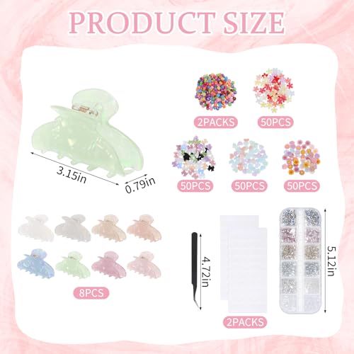 Set de 8 pinzas para el cabello DIY acrílicas con accesorios miniatura 2