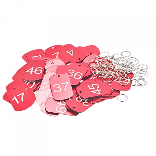 Etiquetas numeradas de aluminio duraderas con anillo rojo 1-50 para organizar y decorar