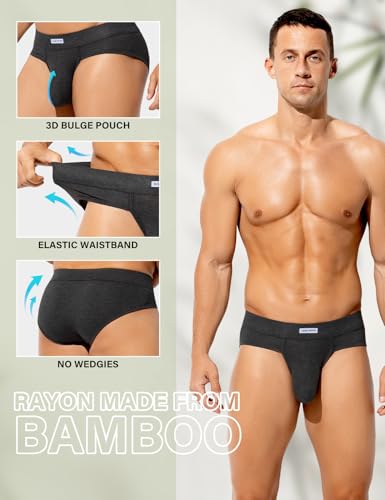 Casey Kevin Men's Underwear Breathable Briefs Lightweight 3D Contour Pouch Super Soft Comfort Tagless Underpants for Men Pack4