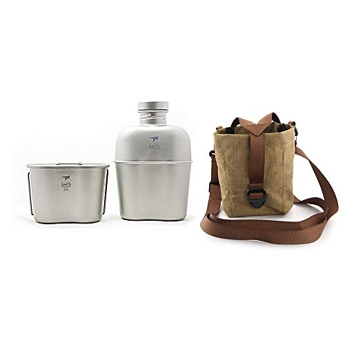 Keith Titanium armée militaire cantine Grande capacité bouilloire Portable double usage Bouteille d'eau avec camouflage Sacs