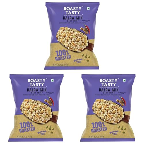 Image of Roasty Tasty Roasted Desi Spicy Crunchy Bajra Mixture Namkeen Millet Snacks (Bajra, Moong, Jowar, Peanuts) - Pack Of 15 (150G Each) | Healthy Snacks For All | No Trans Fat | Export Quality