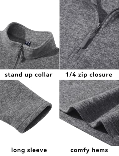 EKLENTSON Fleece Jumpers Men Winter Stretch Midlayer Pullover Long Sleeve Quarter-zip Pullover Sportwear Tops Dark Grey,M - Image 5