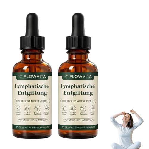 Flowvita Lymphatische Entgiftung 2026 Flowvita Lymphdrainage Tropfen Unterstützung des Wasserhaushalts Natürliche Inhaltsstoffe für Männer und Frauen (2 flasche)