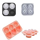 Ice Cube Tray,Daarcin 3D Rose and Heart 2 Shape Silicone Ice Trays for Freezer 2.5 Inch,6 Cavity Ice