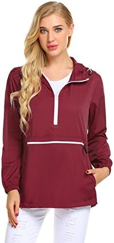 EASTHER Women's Rain Jacket Lightweight Windproof Waterproof Outdoor Hooded Rain Coat with Pockets