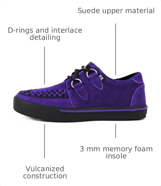 Image of TUK Suede Creeper Sneaker Shoes for Women and Men, D Ring Lace Up Shoes