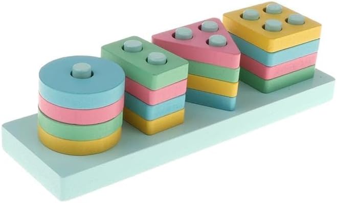 VGRASSP 5 Angle Geometric Shapes Educational Wooden Puzzle Sorting ...