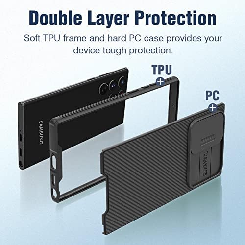 Nillkin for Samsung Galaxy S22 Ultra Case With Slide Camera Cover for Galaxy S22 Ultra Slim Protective Phone Case 5G 6.8'' Black