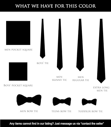 Image of Boy's Solid Tie with Pocket Square Set, Regular Necktie for Children and Kids, Self-Tied
