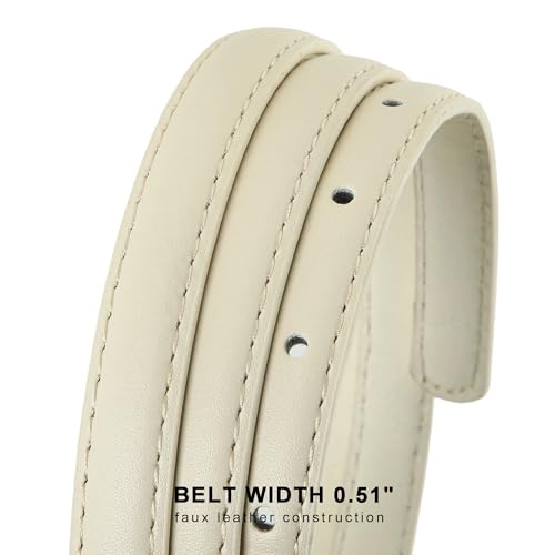 Earnda Thin Belt for Women Dress Jeans Fashion Faux Leather Skinny Waist Belts with Gold/Silver Buckle 0.51" Width3