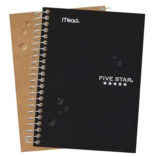 Image of Five Star Spiral Notebook, 1 Subject, College Ruled Paper, 4-3 /8 inch x 7 inch, Small Size, 80 Sheets, Fights Ink Bleed, Water Resistant Cover, Black (450048AA2-ECM)