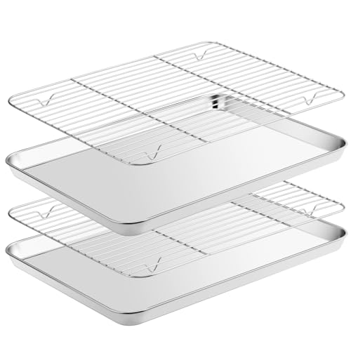 Fire More Plaque de Cuisson avec Grille de Refroidissement[2 Plaques + 2 Racks],en Acier Inoxydable avec Grille,non Toxique et Résistant et Facile à Nettoyer...