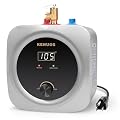Kenuos Mini Tank Water Heater 2.5 Gallon Under Sink Instant Water Heater with LED Dsiplay,T&P Valve,3-Way Diverter,110V 120V Small Hot Water Heaters for Kitchen Apartment RV Bathroom Gray
