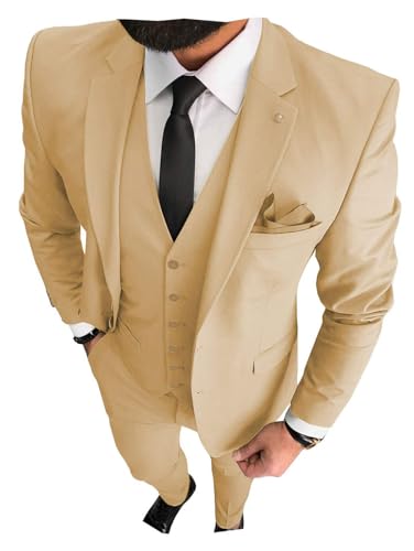 Image of 3 Pieces Business Mens Suit Notch Lapel Blazer Formal Wedding Groom Pants Tux Vest Tuxedos
