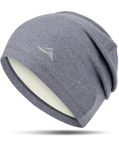 Image of GXCROR Fleece Beanies Flexfit Winter Hats Skull Cap Cycling Cap Reflective Running Gear Bonnet