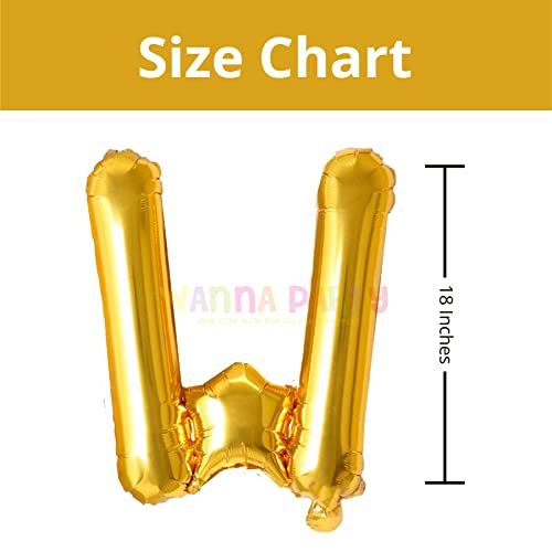Image of Wanna Party 16 inch Letter W Golden Balloon Pack of 1