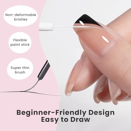 BUTIBBJA Gel Liner Nail Art Polish Set 4 Pcs,Black White Gold Silver Glitters Colors, with Thin Nail Art Brush in Bottle,Use with Soak off Led Lamp,Each 0.33fl.oz