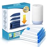 YURION 布団圧縮袋 （6枚セット コードレス電動ポンプ付き) 掃除機不要 衣類圧縮袋 旅行用圧縮袋 布団 衣類 毛布 洋服 ふとん 特大サイズ 真空収納袋 電動エアポンプ 高密封性 防湿 防塵 防臭 防カビ 圧縮パック ダニ対策 収納/引越し/衣替え/出張/旅行用