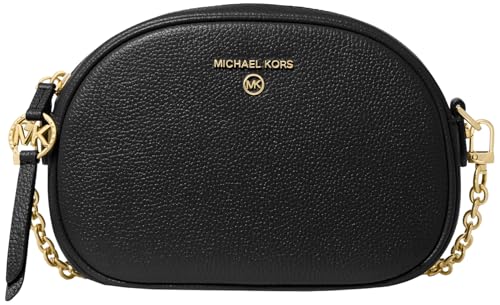 Michael Kors Bolsa transversal oval pequena com pingente Jet Set para câmera, Preto, One Size