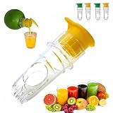 Paquete de 4 exprimidores manuales de cítricos, exprimidor de limón y lima de mano, exprimidor de frutas portátil con tapa para cócteles sin pulpa, escariador de cítricos compacto para cocina