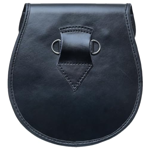 Sporran en cuir noir haut de gamme avec trois pompons pour kilt Highland