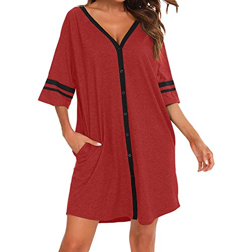 Cucheeky Damen-Nachthemd mit V-Ausschnitt, lässig, Pyjama, Nightgown Cover