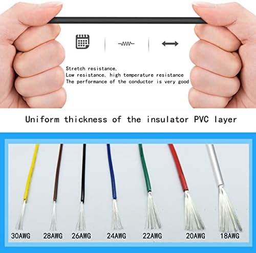 Upinva 30awg Gauge Wire Cable DIY Easy To Work Wire 65 ft Spool Of 7 Colors Flexible Silicone Wire Rubber Electric Wiring Kit Stranded Wire Hook Up Attached Tin Plated Wire And Tool Accessories