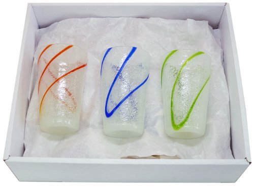 Set de 3 vasos de cristal espumoso colores