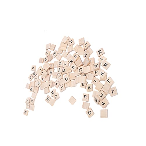 Wood Letter Tiles 100 piezas en madera para manualidades miniatura 1