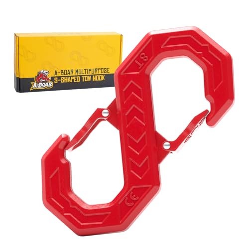 Image of 3 /8 inch Tow Hook, S-Shaped Winch Hook, 33,000lbs Breaking Strength, G80 Heavy Duty Forged Steel, Fast Connect Easy Release Winch Shackle Towing Hook for Trucks, SUVs, ATVs, Trailers, Red