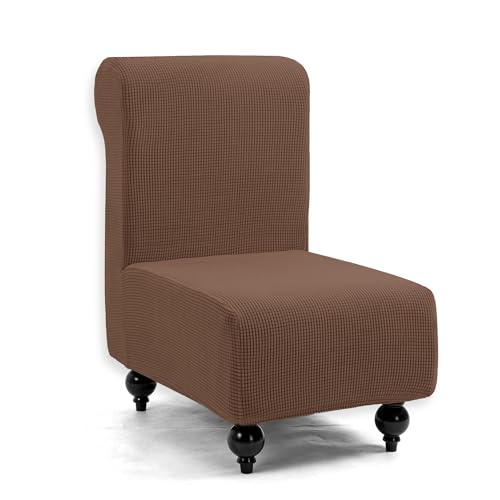 TIANSHU ソファーカバー 1人掛け 肘なし チェアカバー 無地 縦横弾力 ストレッチ フィットタイプ 滑り止め 柔らかい 伸縮素材伸び良く 四季適用 超便利 (1人掛け,コーヒー)