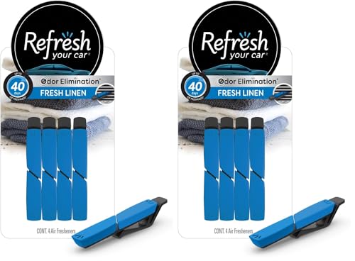 Image of Refresh Your Car Air Freshener, Odor Eliminator, Set of 4 Auto Vent Sticks, Fresh Linen Scent, Refresh Your Car (Pack of 2)