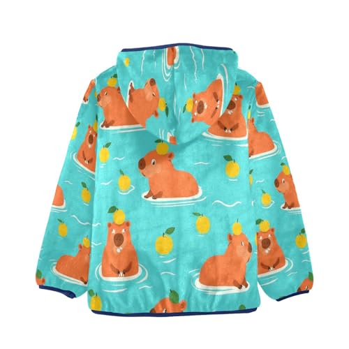 Cute Animals Swimming Playfully Toddler Fleece Jacket Girl Boys Hooded Fleece Jacket Coat Warm Outwear Zip-up 3-10T2