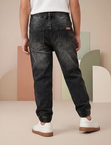 Image of Amazon Brand - Symbol Boys Cotton Rich Stretchable Slim Fit Jogger Jeans | Elasticated Waistband and Cuff | Casual Denim | Age 2-14 Years