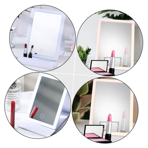 Miroir de maquillage pliable LED blanc avec trois modes d'éclairage nomade