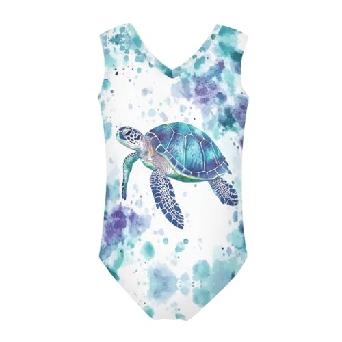 Image of Xpyiqun Swimsuits for Girls 3-14 V Neck Sleeveless Bathing Suit Summer Sport One Piece Swimwear Beach Swimming