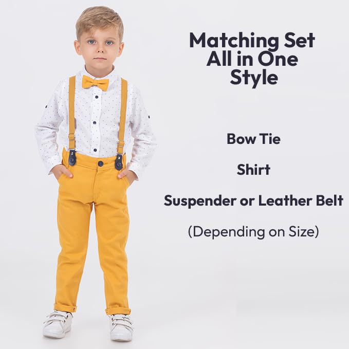 Boys Formal Outfit with Shirt, Pants, Suspenders, Bow Tie - Toddler Suit for Boys, Baby Suit3