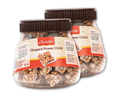 Image of CandyVille Chopped Peanut Chikki (500 Gram - Pack Of 2 X 250G)|Chikki|Kadalai Mittai|Gazak|Traditional Sweets|Made With Jaggery|No Plastic Wrappers,