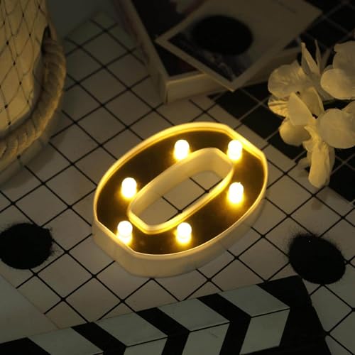 Image of Efavormart 6 inch Gold Marquee Number 0, Mirror Front Warm White LED Light Up 3D Sign, Battery Operated 72H Glow for Wedding Party & Wall Decor
