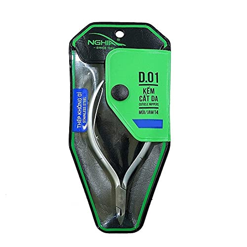 Nghia Professional Stainless Steel Cuticle Nipper C-03 (D-01) Jaw 14 Cuticle Cutter Trimmer Manicure Tools with Double Springâ€“ Perfect Nail Care Tool at Home/Spa/Saloon Osimihome (1 PCS) C-03 D01-14