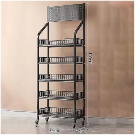 Store Display Rack Wall Mounted Storage Rack Supermarket Convenience Store,5-Tier Retail Display Rack, Supermarket Vegetable & Snack Organizer, Metal Shelf for Chewing Gum, Chocolate & Drink